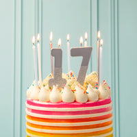Silver Glitter Number Candle - 7