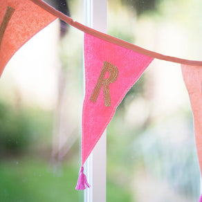 Pink Happy Birthday Cotton Fabric Bunting, 3m