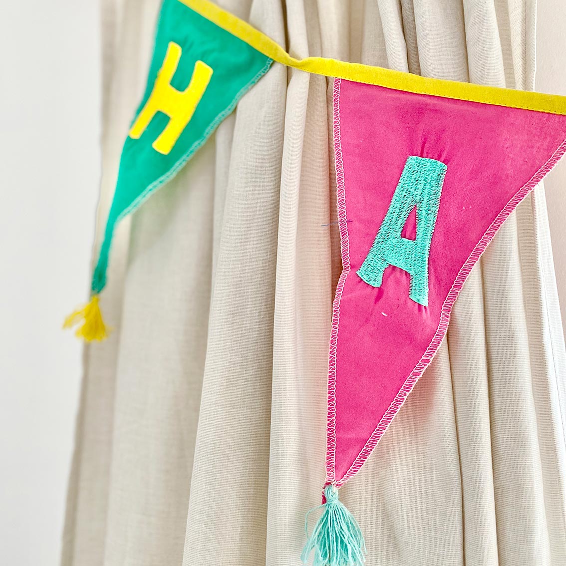 Rainbow 'Happy Birthday' Cotton Fabric Bunting - 3m