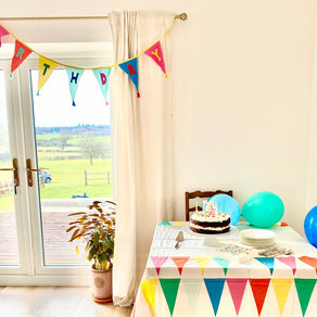 We Heart Birthdays Rainbow Fabric Table Cover