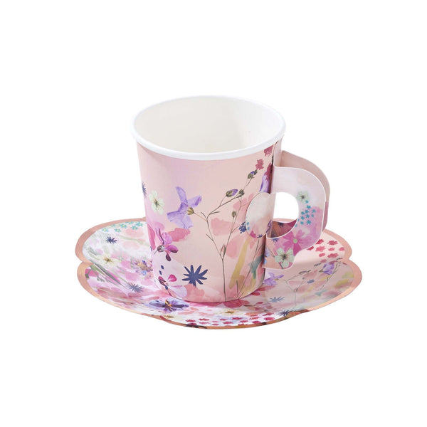 Blossom Girls Floral Cup and Saucer Set - 12 Pack