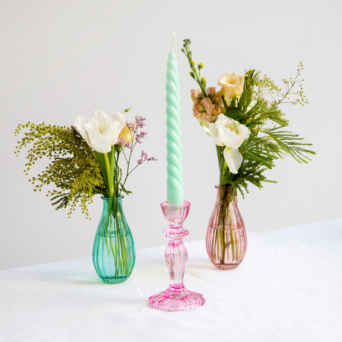 Boho Pink Glass Candle Holder