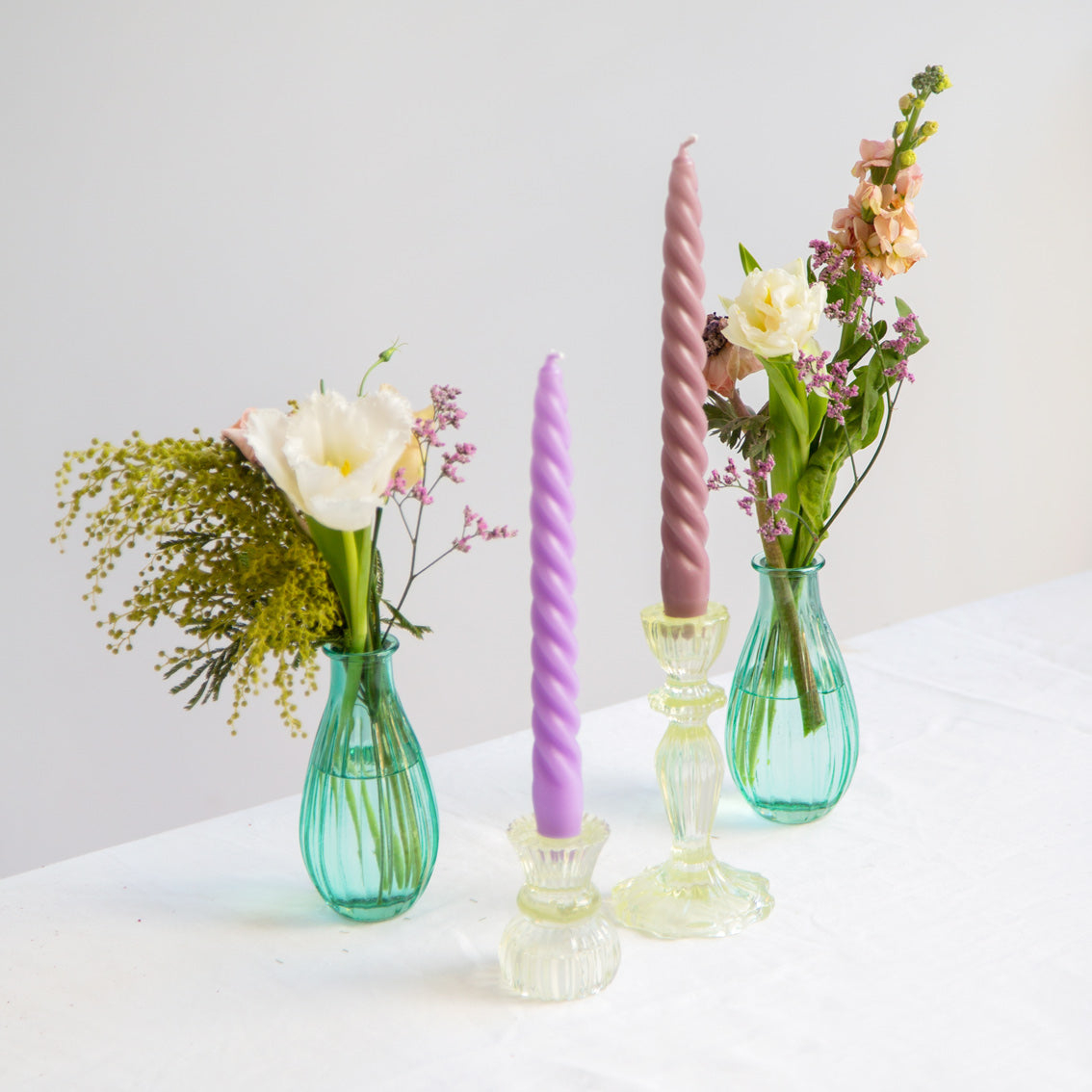 Boho Purple Spiral Candles - 4 Pack