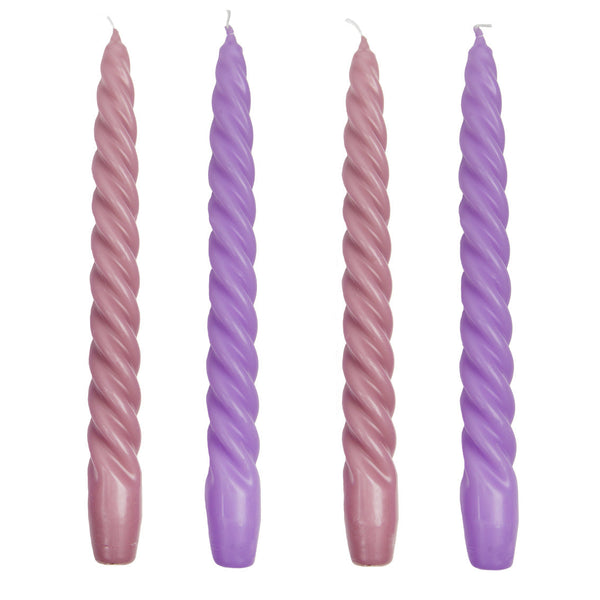 Boho Purple Spiral Candles - 4 Pack