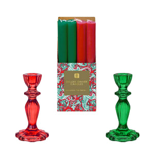 Glass Candleholders and Dinner Candle Starter Set