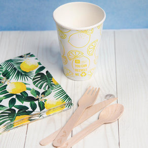 Boho Lemon Paper Cups - 8 Pack