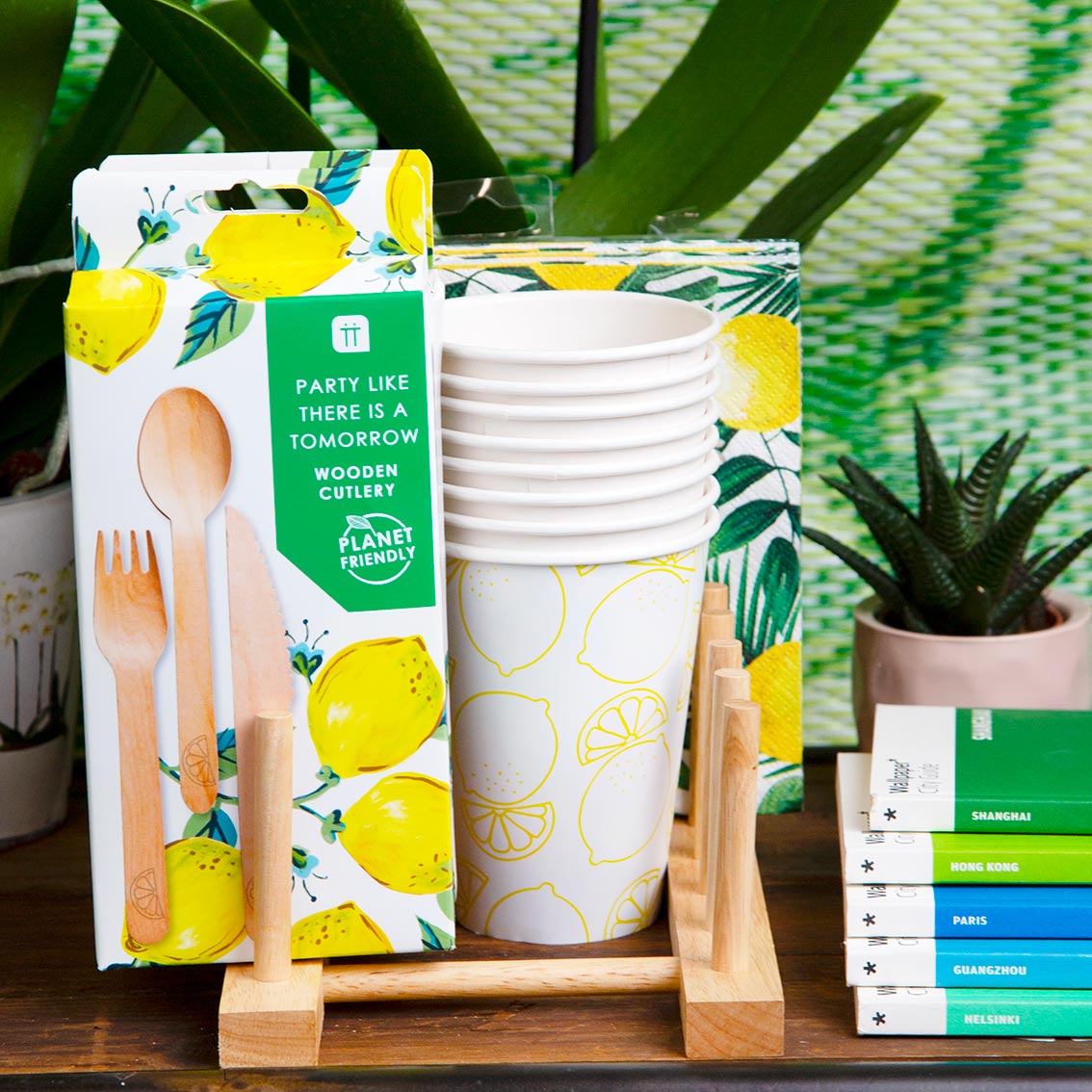 Boho Lemon Paper Cups - 8 Pack