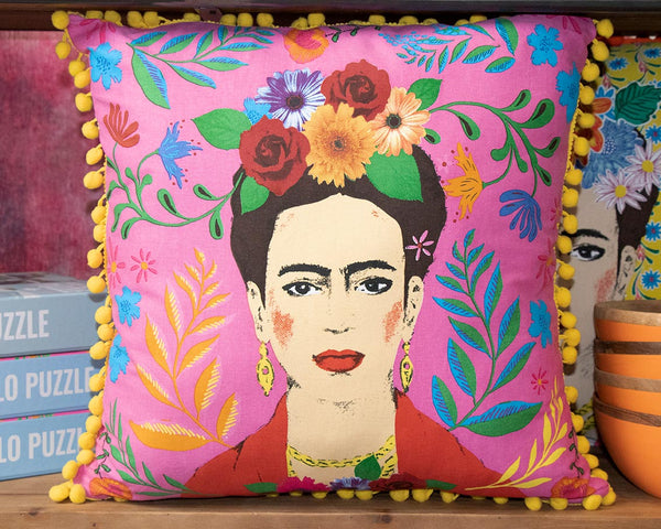 Boho Pink Tassel Frida Kahlo Cushion