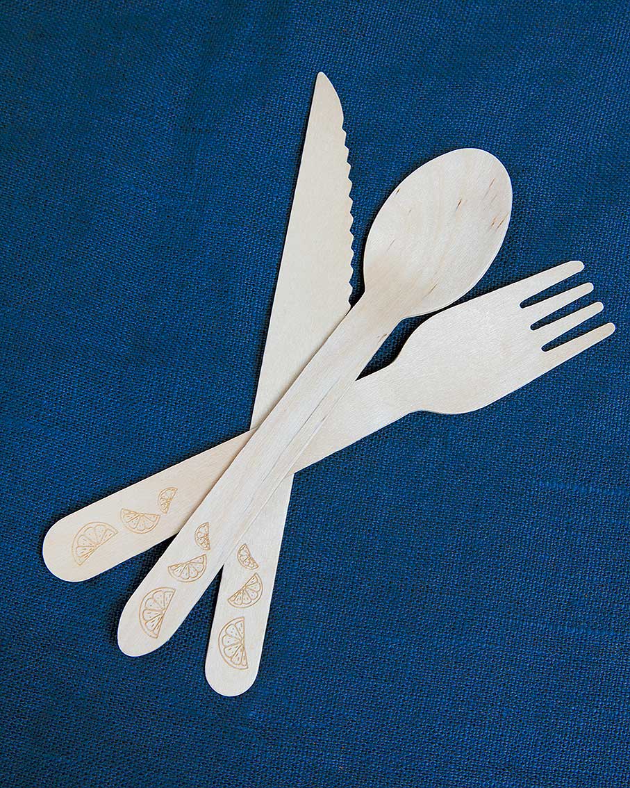 Boho Lemon Wooden Cutlery - 6 Sets