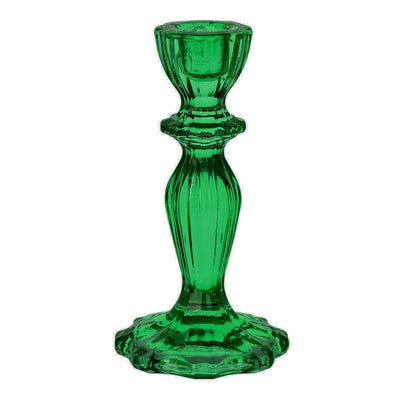 Image - Boho Dark Green Glass Candle Holder