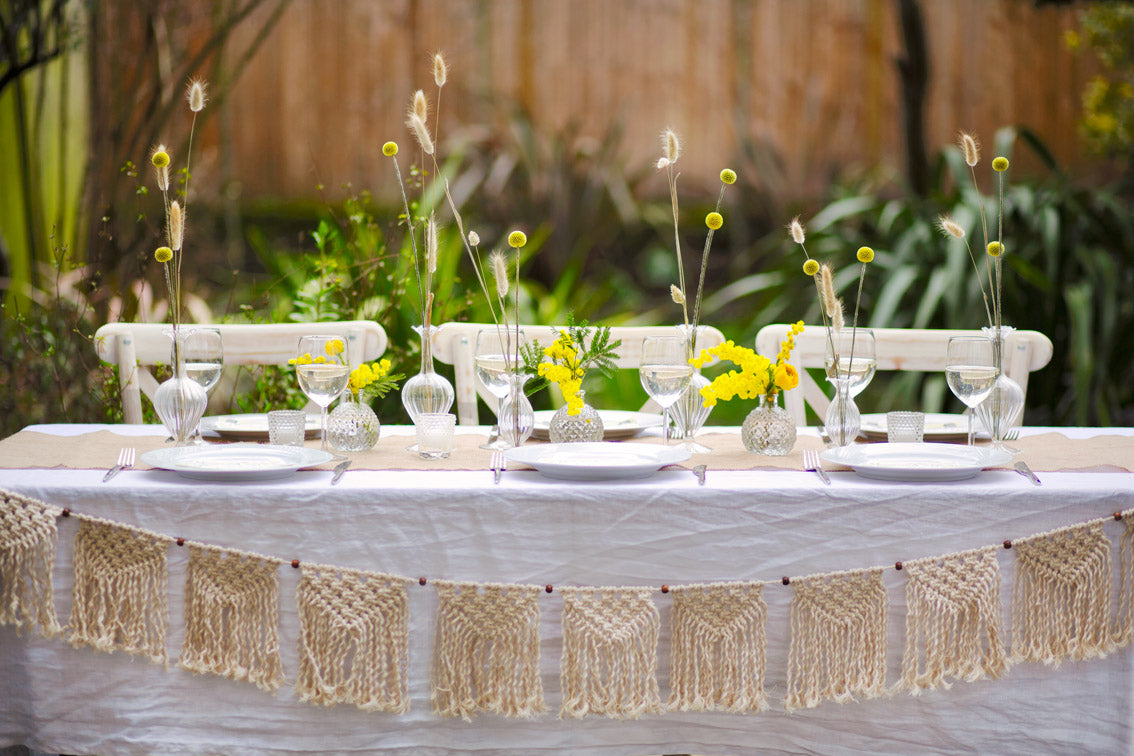 Boho Cream Handwoven Cotton Macrame Garland