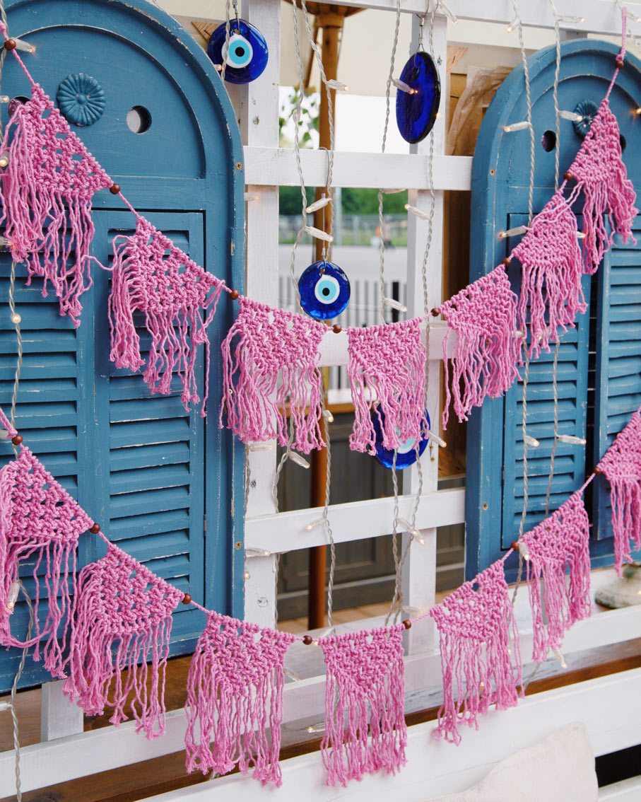 Boho Pink Macrame Garland