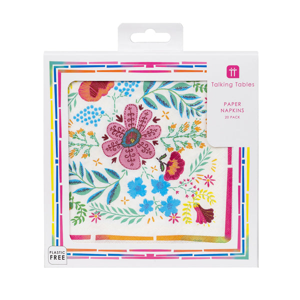 Boho Floral Pink Paper Napkins - 20 Pack