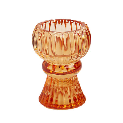 Image - Boho Orange Glass Candle Holder, Sml