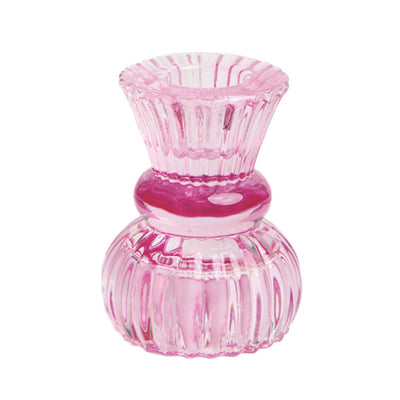Image - Boho Pink Glass Candle Holder, Sml