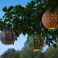 Boho Navy Outdoor Solar Lanterns, 20cm - 2 Pack