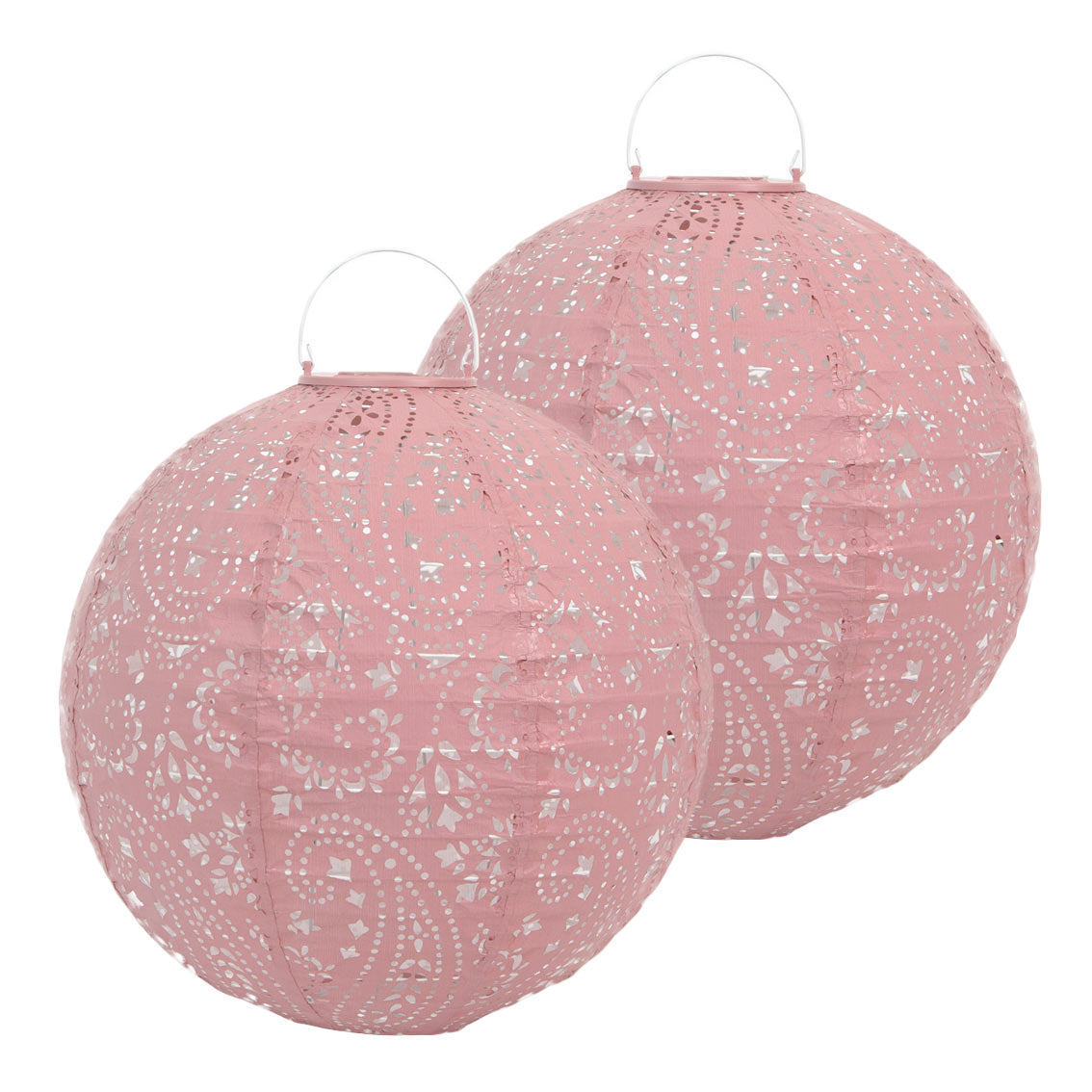 Boho Pink Outdoor Solar Lantern, 20cm - 2 Pack