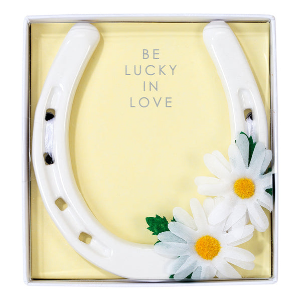 Ceramic White Lucky Horseshoe Wedding Gift