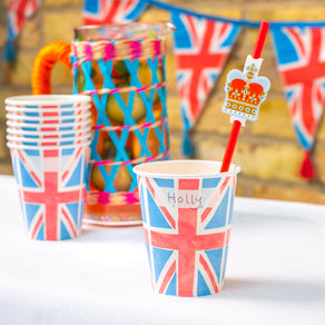 Royal Union Jack Flag Paper Cups - 8 Pack