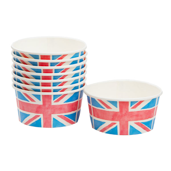 Royal Union Jack Flag Paper Ice Cream Cups - 8 Pack