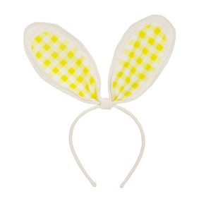 Spring Bunny Ears Yellow Gingham Headband