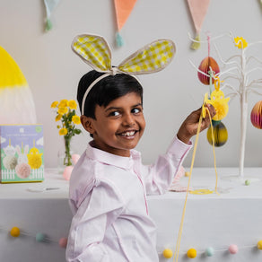 Spring Bunny Ears Yellow Gingham Headband