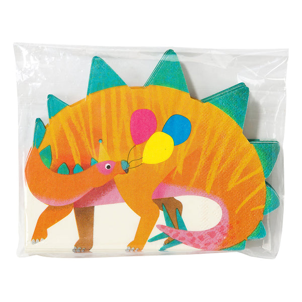 Party Dinosaur Stegosaurus Shaped Paper Napkins - 16 Pack