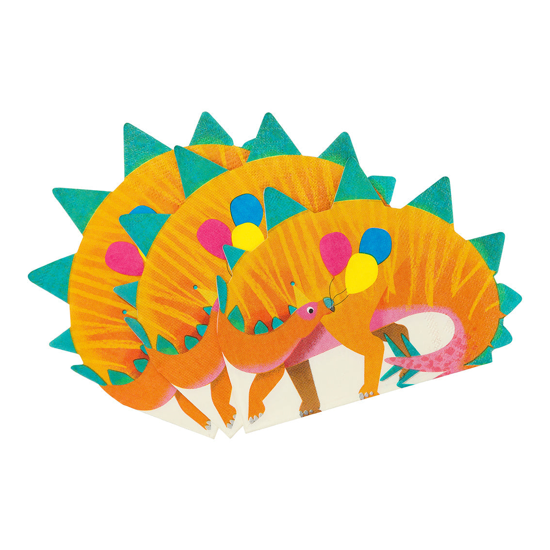 Party Dinosaur Stegosaurus Shaped Paper Napkins - 16 Pack