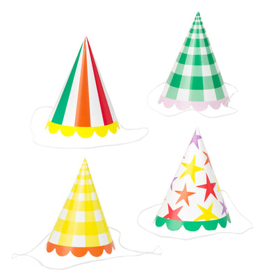 Everyone's Welcome Multi-coloured Party Hats - 8 Pack