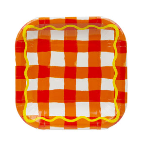 Everyone's Welcome Square Gingham Paper Plates - 12 Pack