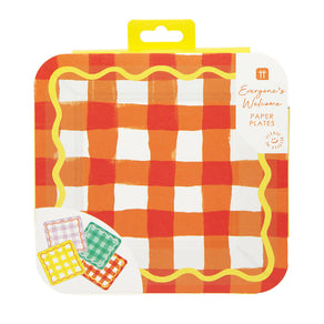 Everyone's Welcome Square Gingham Paper Plates - 12 Pack