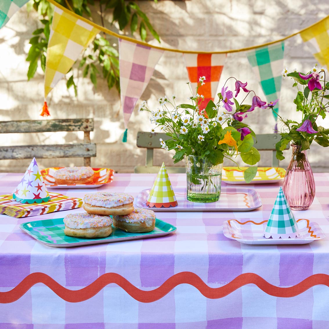 Everyone's Welcome Lilac Gingham Cotton Table Cloth