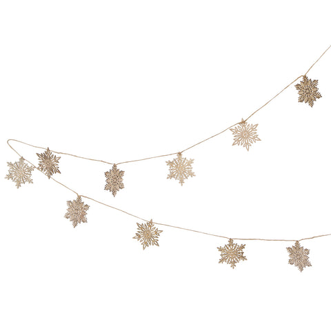 Midnight Forest Wooden Snowflake Christmas Garland - 2m