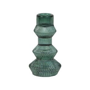 Midnight Forest Sage Green Glass Candlestick Holder