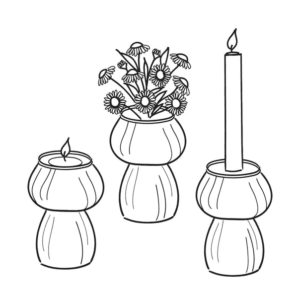 Red Mushroom Glass Candle Holder & Vase