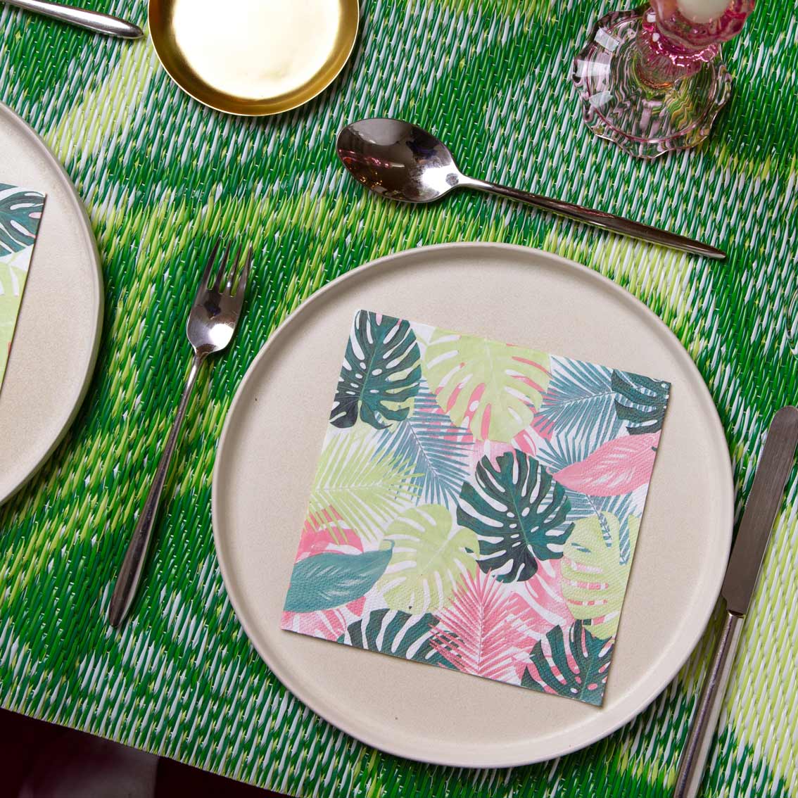 Tropical Palm Pastel Leaf Paper Napkins - 20 Pack