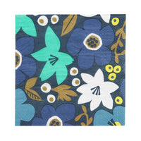 Recyclable Blue Floral Paper Napkins - 20 Pack