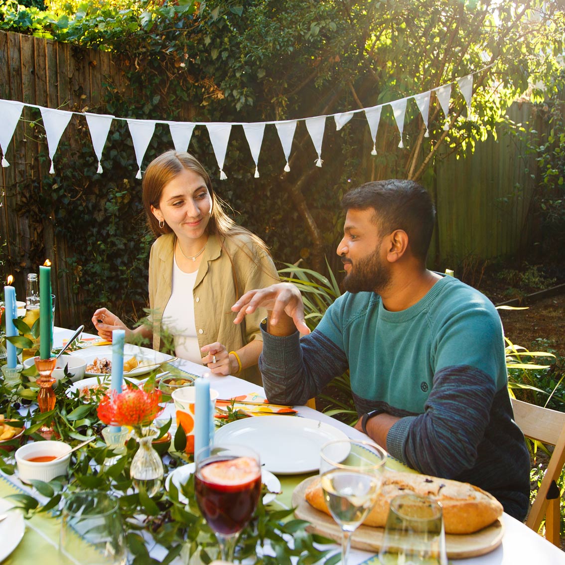 White Cotton Fabric Bunting, 4m