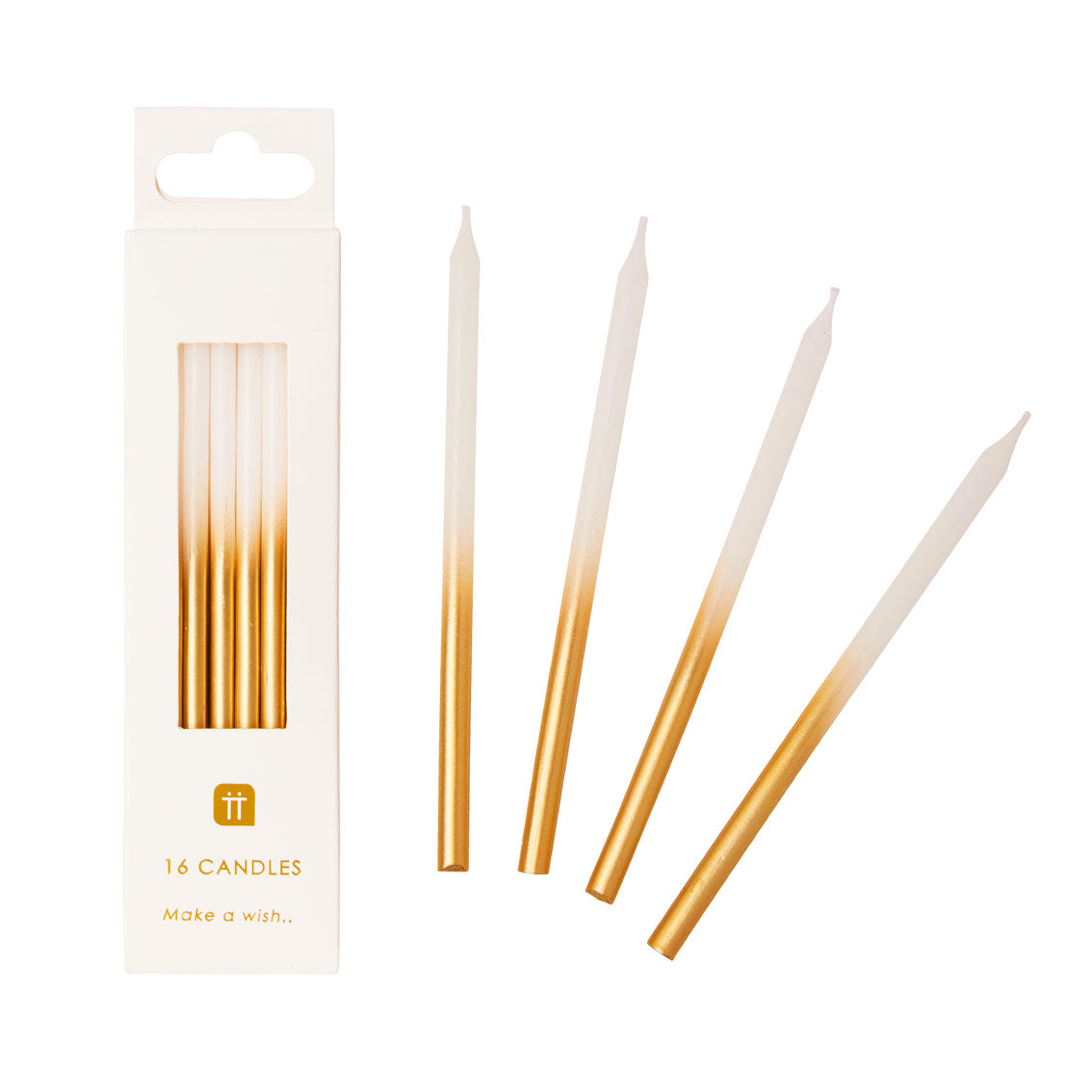 Luxe Gold Ombre Candles, 10cm - 16 Pack