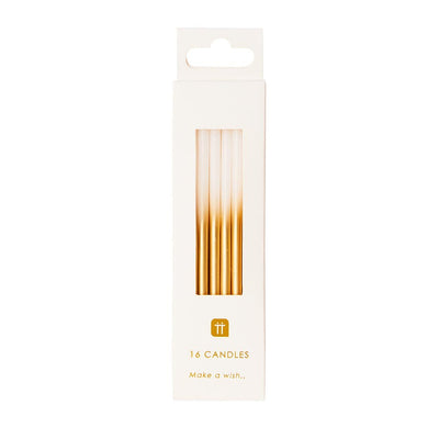 Image - Luxe White and Gold Candles, 10cm, 16Pk