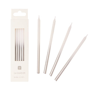 Luxe White and Silver Candles, 10cm, 16Pk