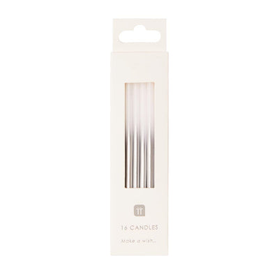 Image - Luxe White and Silver Candles, 10cm, 16Pk