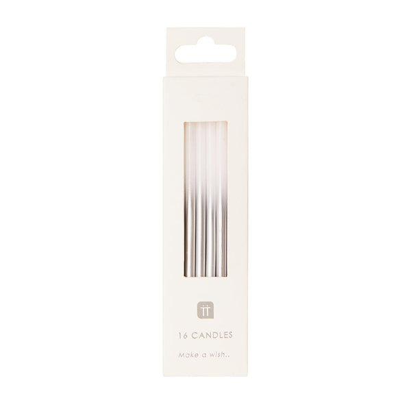Luxe Silver Ombre Candles, 10cm - 16 Pack