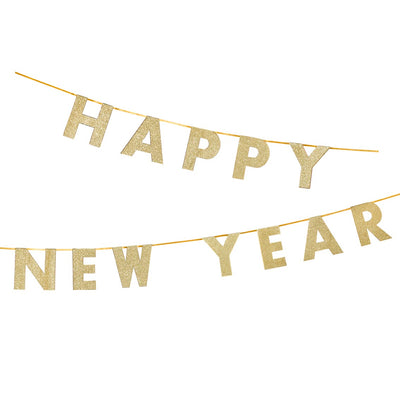 Image - Luxe Happy New Year gold glitter garland, 3m