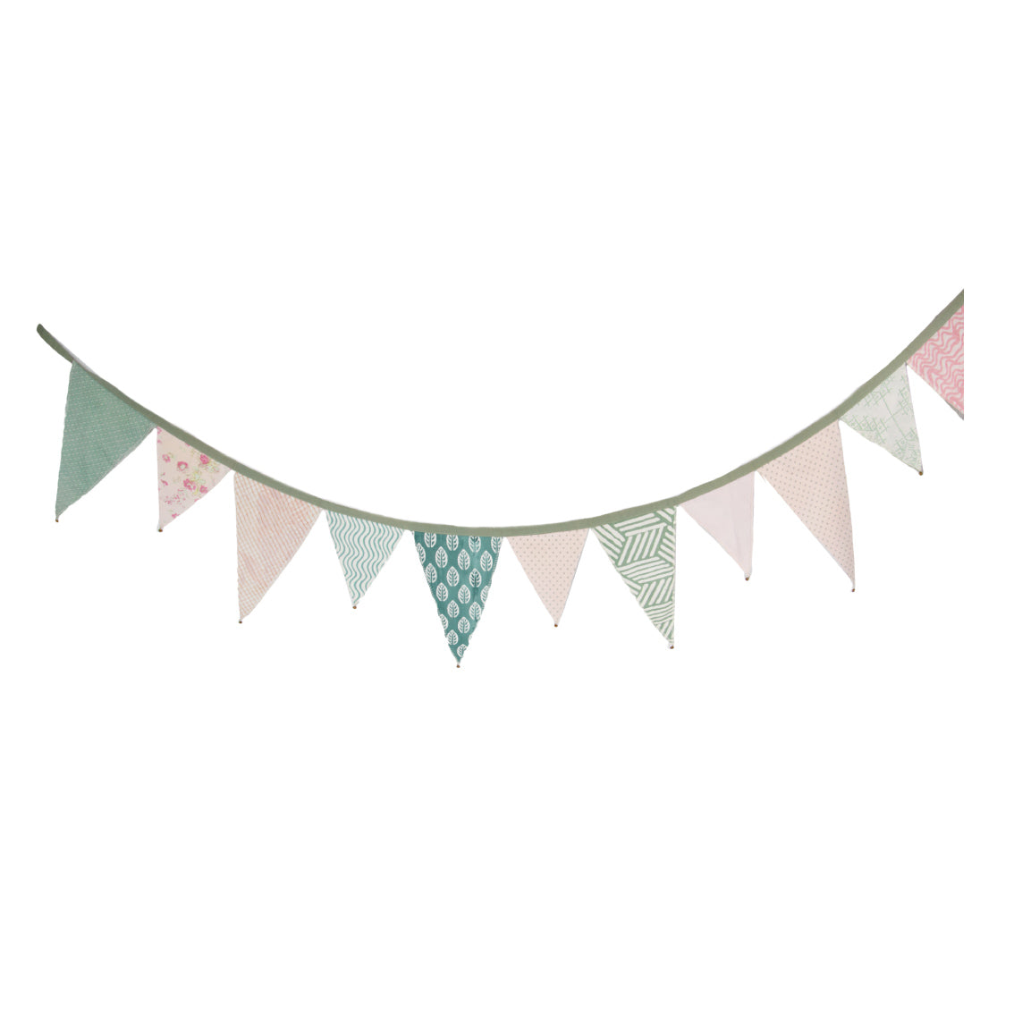 Natural Meadow Sage & Pink Upcycled Cotton Fabric Bunting - 3m