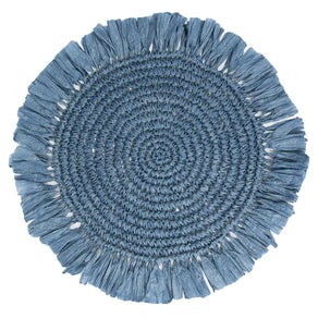 Natural Meadow Blue Raffia Placemat - 2 Pack