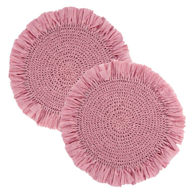 Natural Meadow Pink Raffia Placemat - 2 Pack