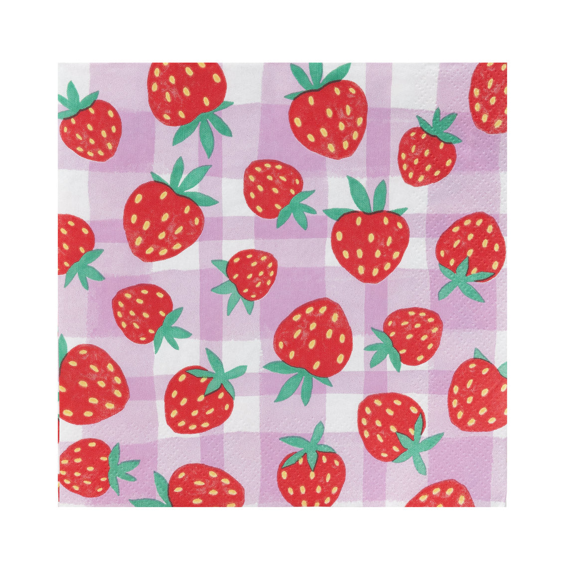 Mellow Strawberry Lilac Gingham Paper Napkins - 20 Pack