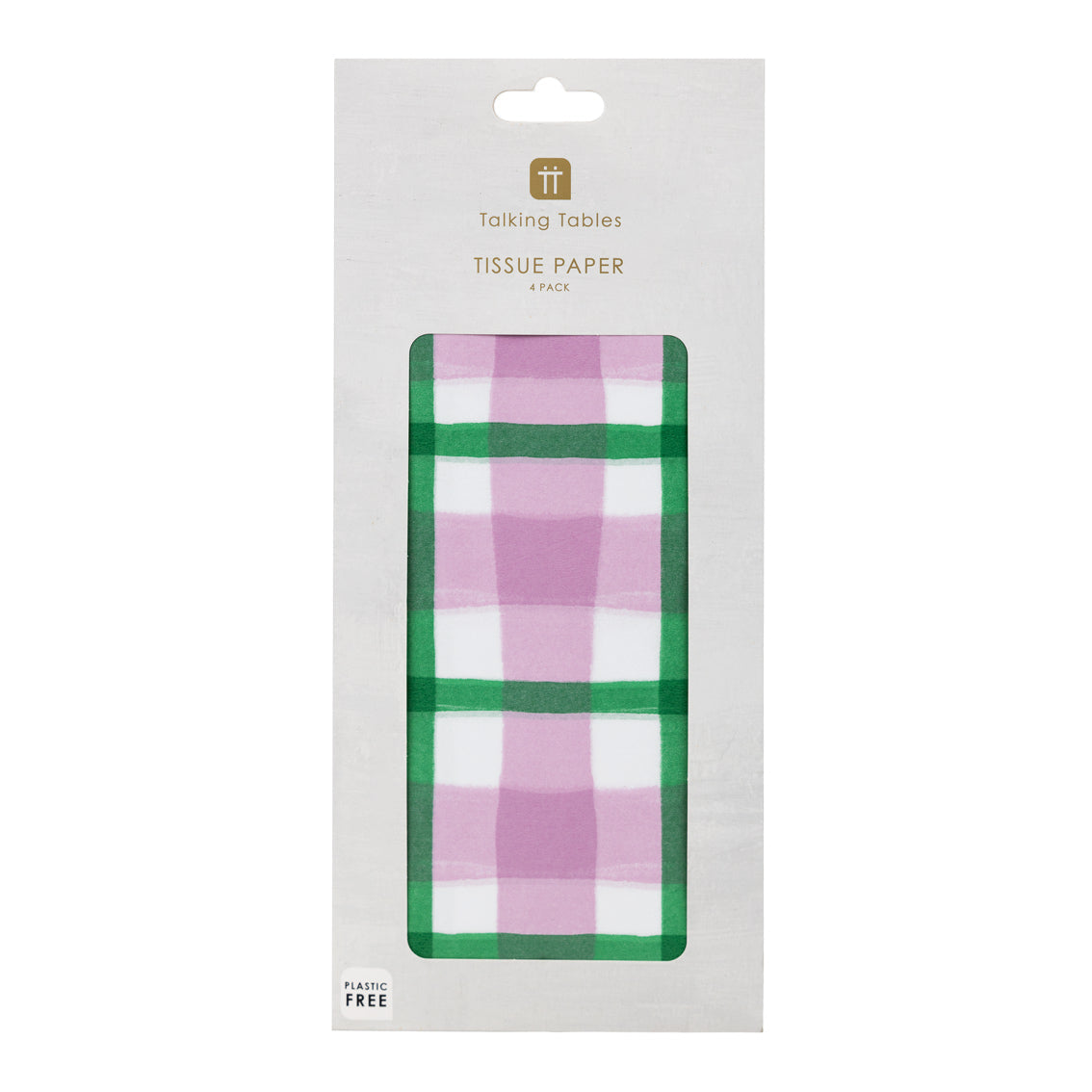 Mellow Green & Pink Gingham Tissue Paper - 4 Pack