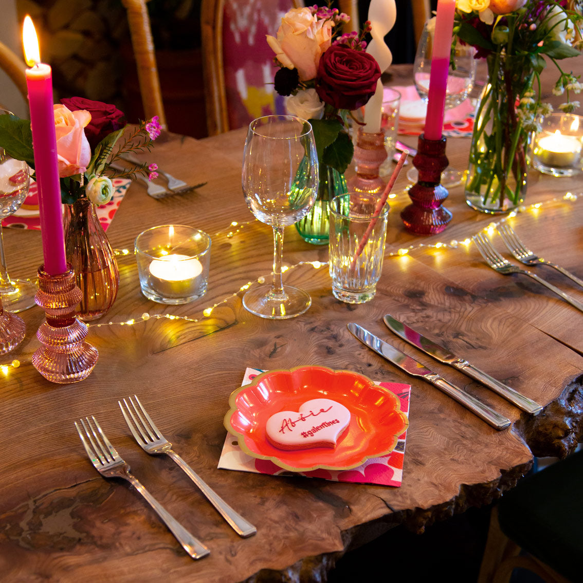 Midnight Forest Pink Glass Candlestick Holder